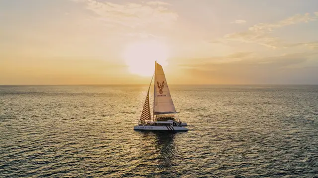 Lobster 78 — sailing at sunset