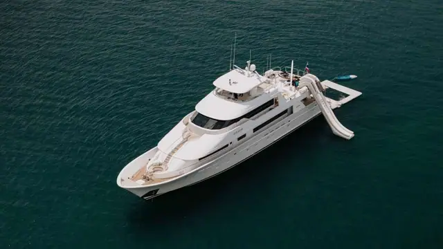 Westport 130 Sea Bear — aerial view with water toys